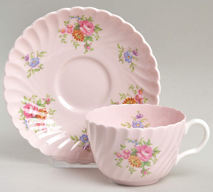 Rosetta Pink Flat Cup & Saucer Set by Minton-1