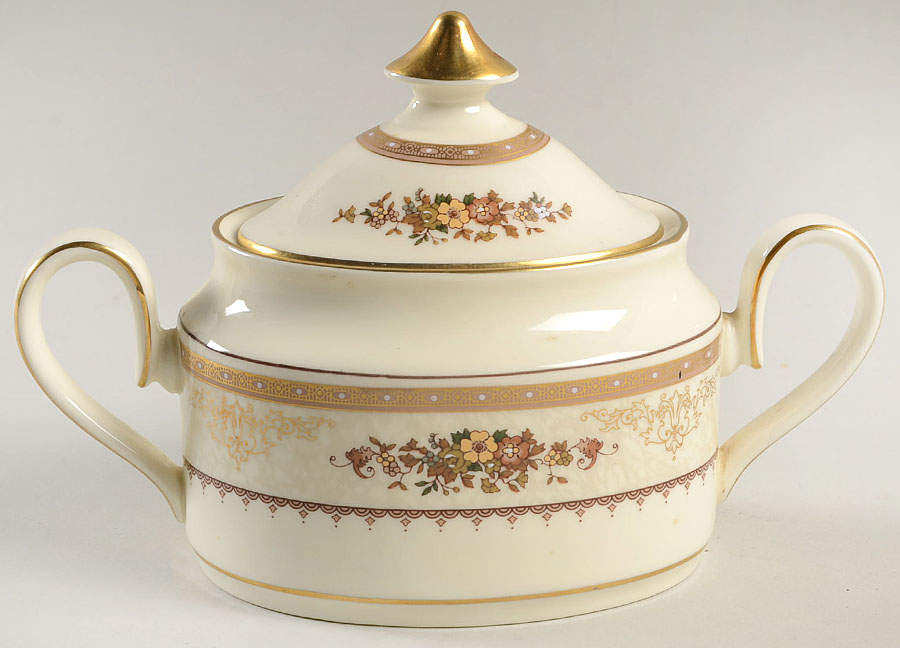 Roxburgh Brown Sugar Bowl & Lid by Minton-1