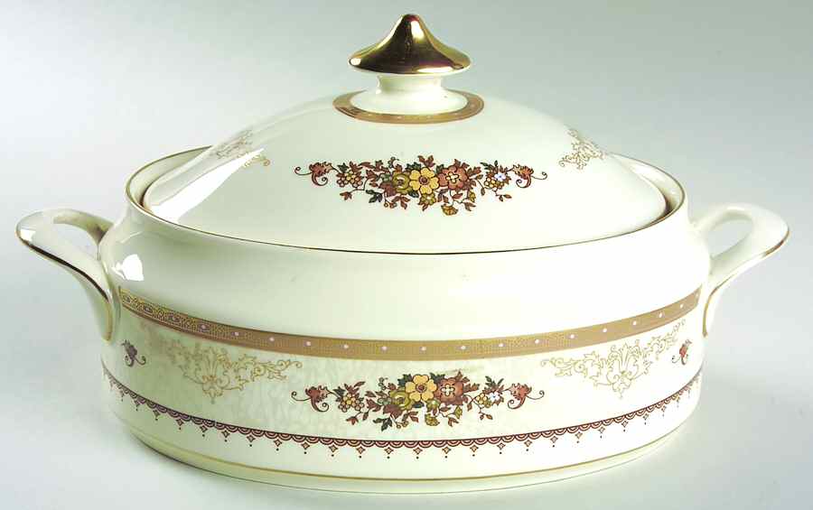 Roxburgh Brown Oval Covered Vegetable by Minton-1
