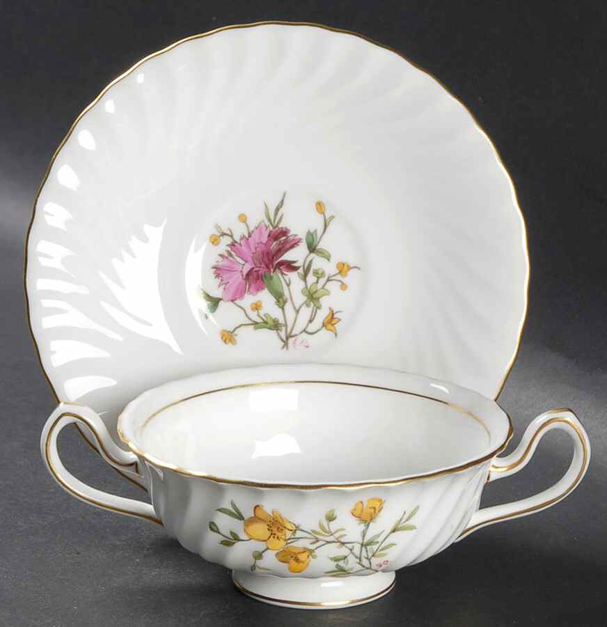 S500 Footed Cream Soup Bowl & Saucer Set by Minton-1