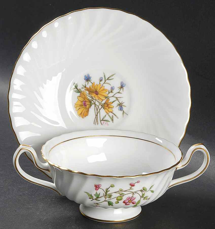 S500 Footed Cream Soup Bowl & Saucer Set by Minton-1