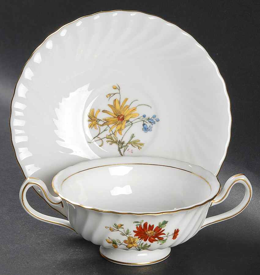 S500 Footed Cream Soup Bowl & Saucer Set by Minton-1