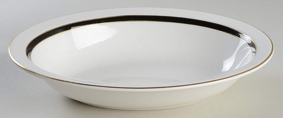 Saturn Black 10" Oval Vegetable Bowl by Minton-1