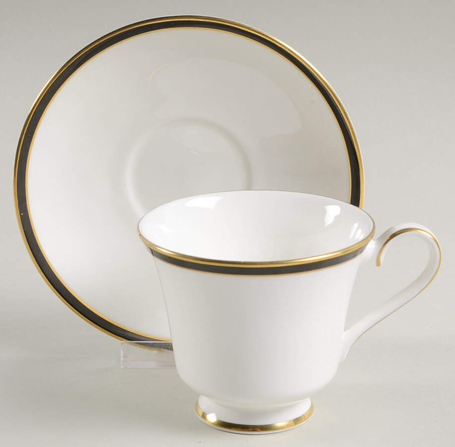 Saturn Black Footed Cup & Saucer Set by Minton-1