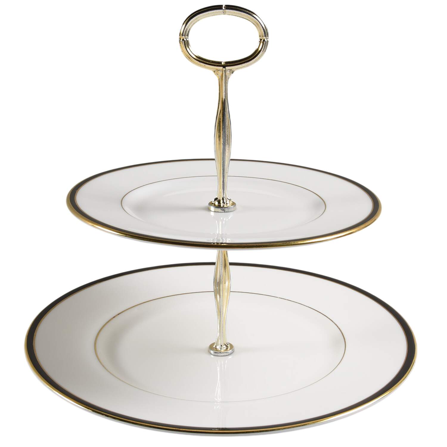 Saturn Black 6 5/8"-10"  2 Tiered Serving Tray (Dp, Sp) HC by Minton-1