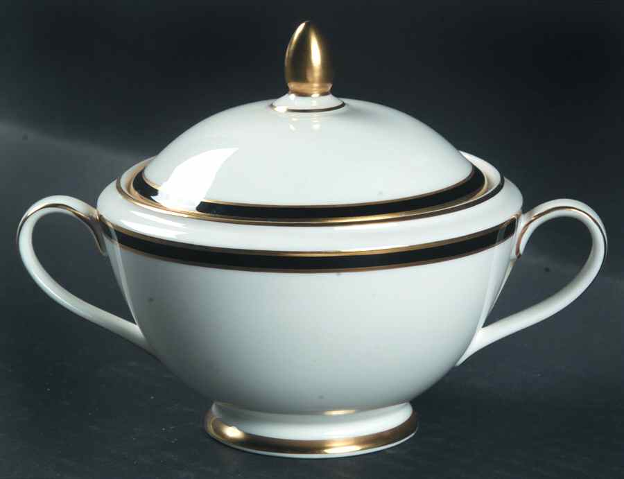 Saturn Black Sugar Bowl & Lid by Minton-1