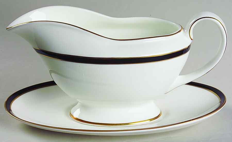 Saturn Black Gravy Boat & Underplate by Minton-1