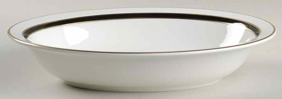Saturn Black 10" Oval Vegetable Bowl by Minton-1