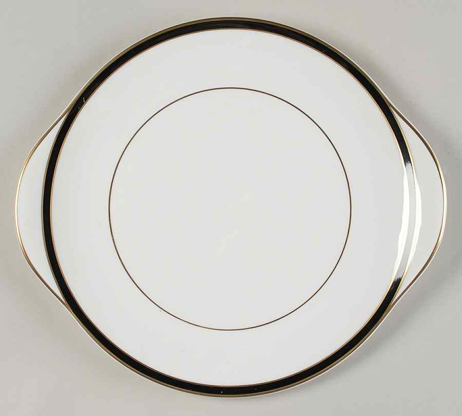 Saturn Black Handled Cake Plate by Minton-1