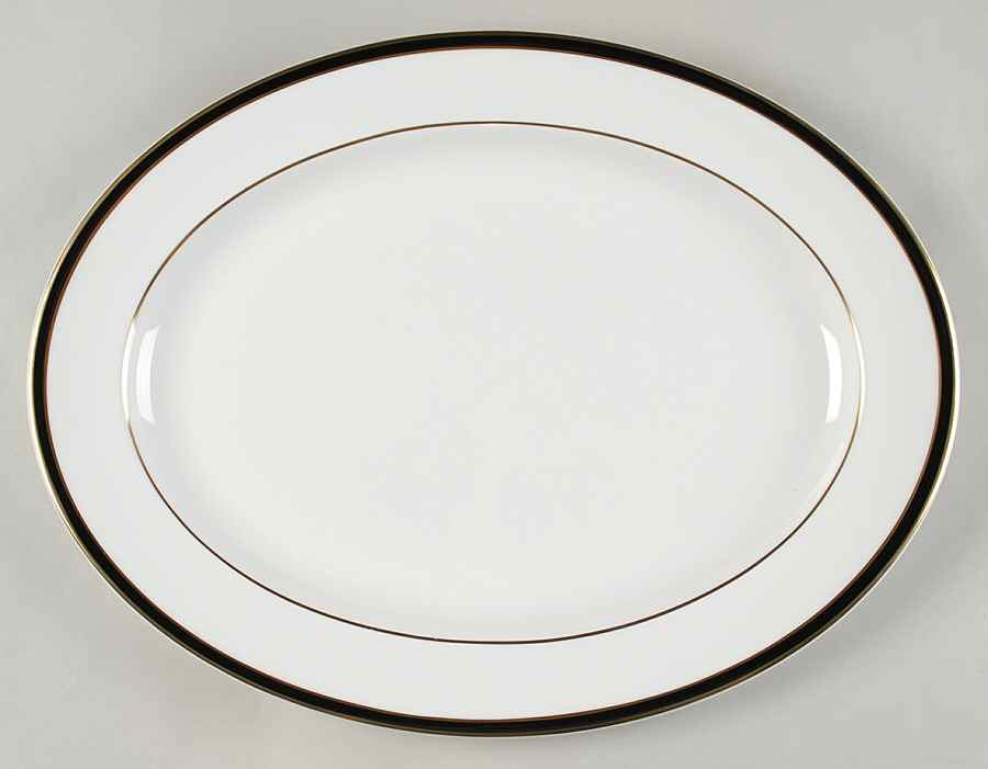 Saturn Black 16" Oval Serving Platter by Minton-1
