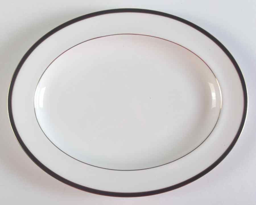Saturn Black 13" Oval Serving Platter by Minton-1