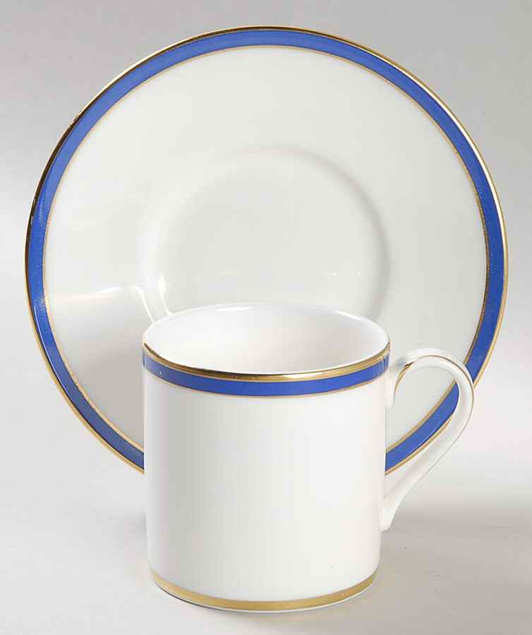 Saturn Cobalt Blue Flat Demitasse Cup & Saucer Set by Minton-1