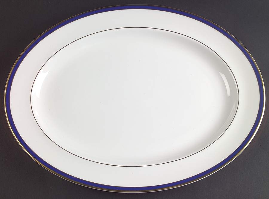 Saturn Cobalt Blue 16" Oval Serving Platter by Minton-1