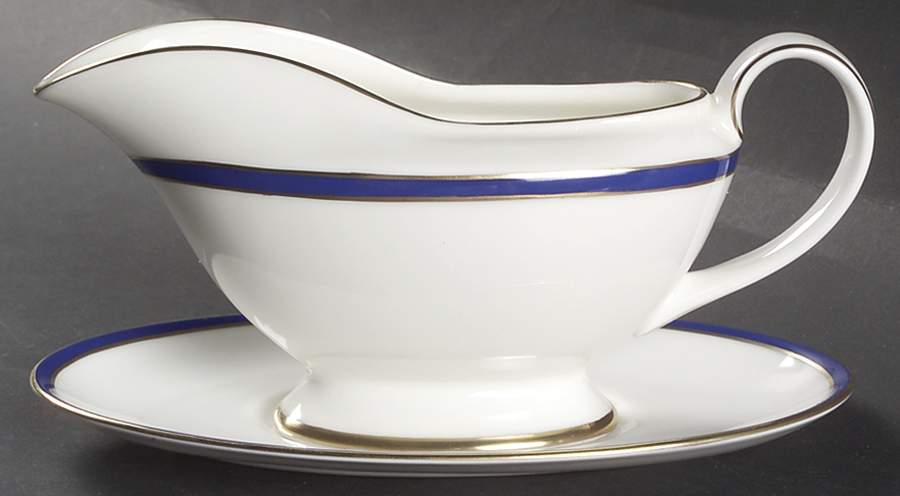 Saturn Cobalt Blue Gravy Boat & Underplate by Minton-1