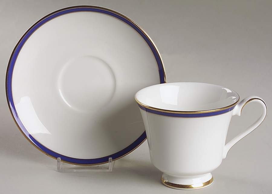 Saturn Cobalt Blue Footed Cup & Saucer Set by Minton-1