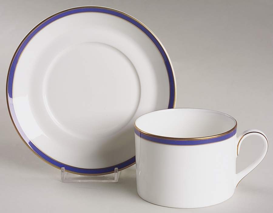 Saturn Cobalt Blue Flat Cup & Saucer Set by Minton-1