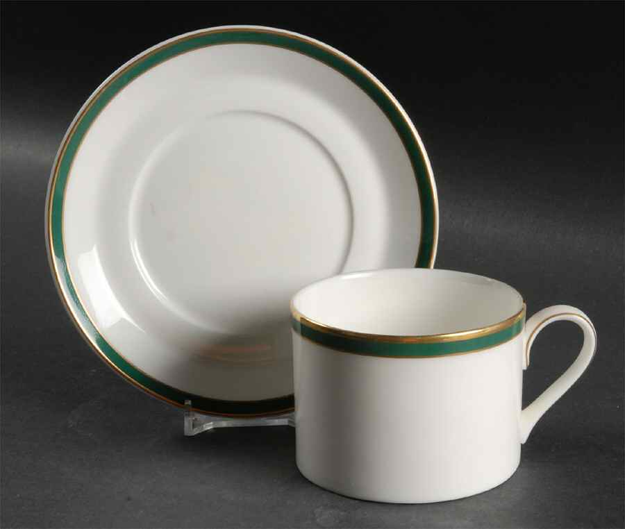 Saturn Green Flat Cup & Saucer Set by Minton-1