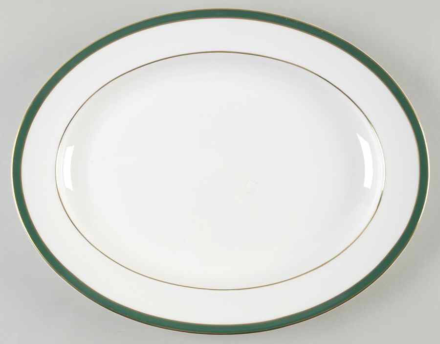 Saturn Green 13" Oval Serving Platter by Minton-1