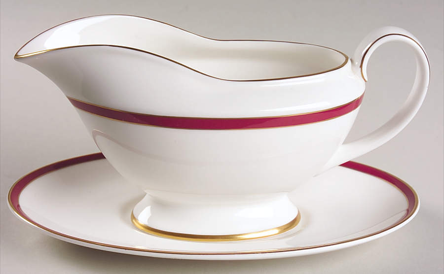 Saturn Ruby Crimson Gravy Boat & Underplate by Minton-1