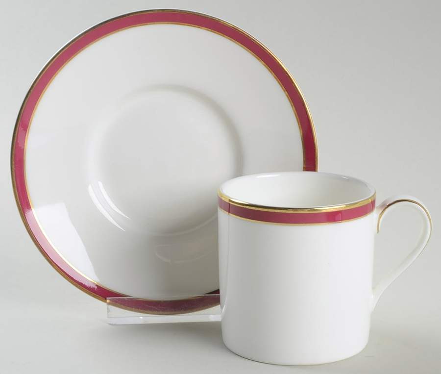 Saturn Ruby Crimson Flat Demitasse Cup & Saucer Set by Minton-1
