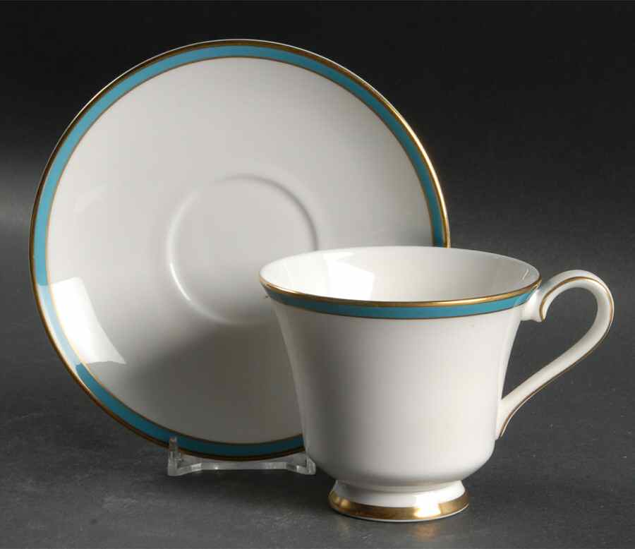 Saturn Turquoise Footed Cup & Saucer Set by Minton-1