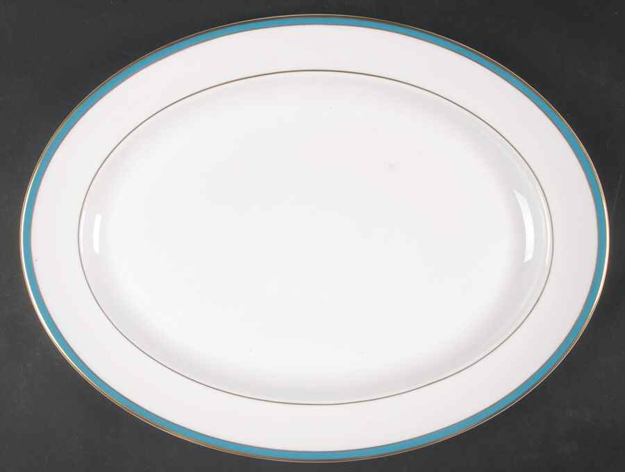 Saturn Turquoise 16" Oval Serving Platter by Minton-1