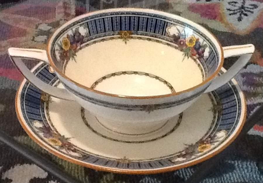 Sefton Footed Cream Soup Bowl & Saucer Set by Minton-1