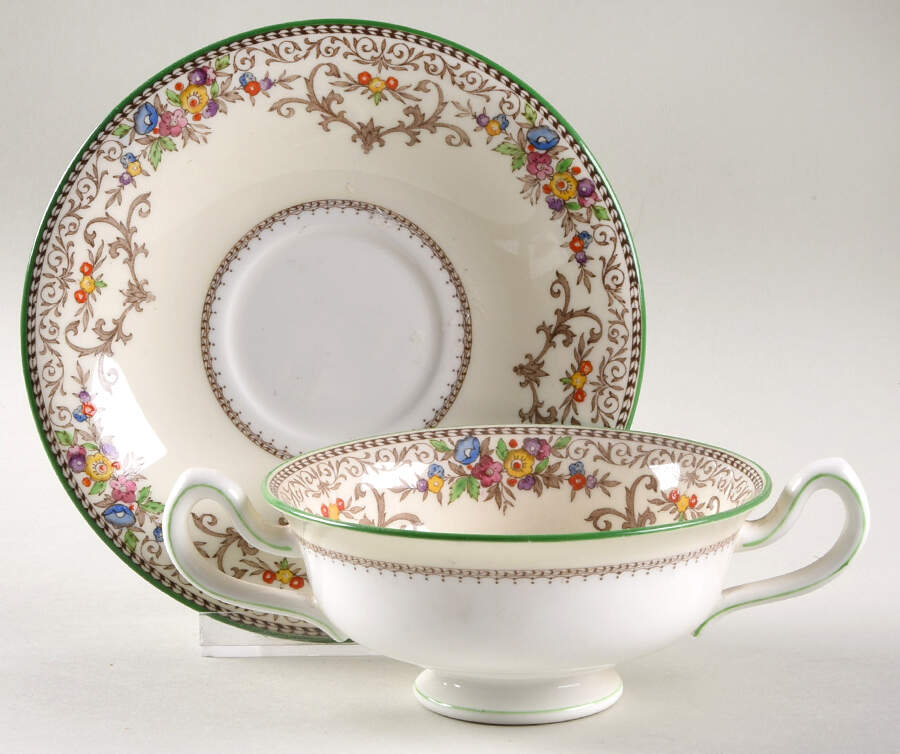 Shaftesbury Footed Cream Soup Bowl & Saucer Set by Minton-1