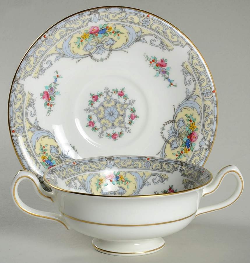 Shelburne Footed Cream Soup Bowl & Saucer Set by Minton-1