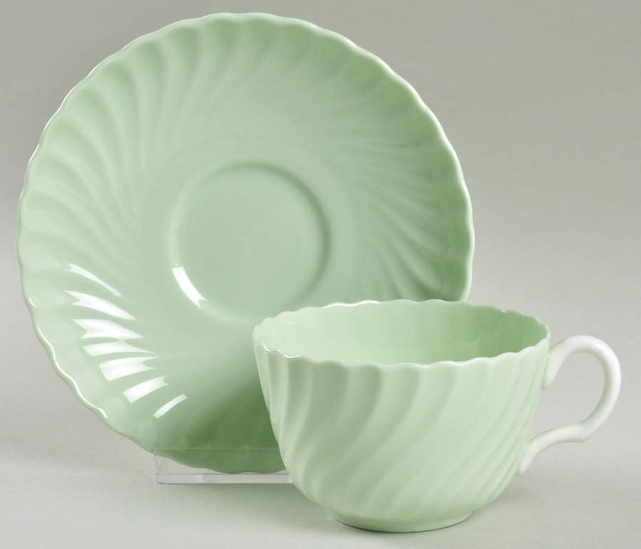 Shell Green Flat Cup & Saucer Set by Minton-1