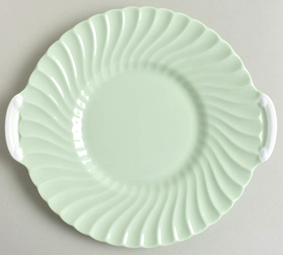 Shell Green Handled Cake Plate by Minton-1