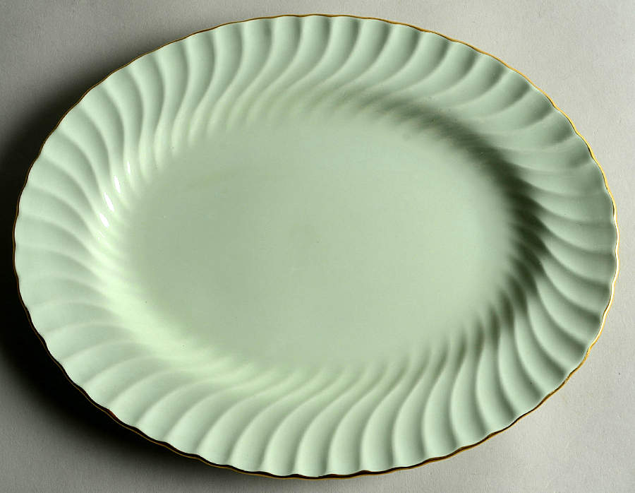 Shell Green and Gold 12" Oval Serving Platter by Minton-1