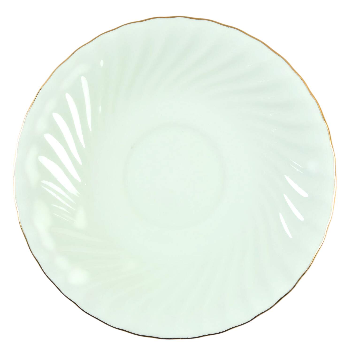 Shell Green and Gold Saucer for Cream Soup Bowl by Minton-1