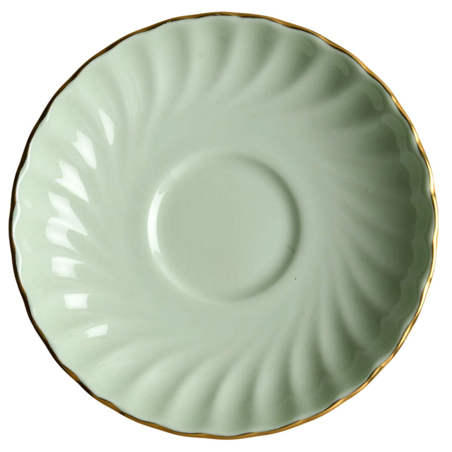 Shell Green and Gold Saucer for Demitasse Cup by Minton-1
