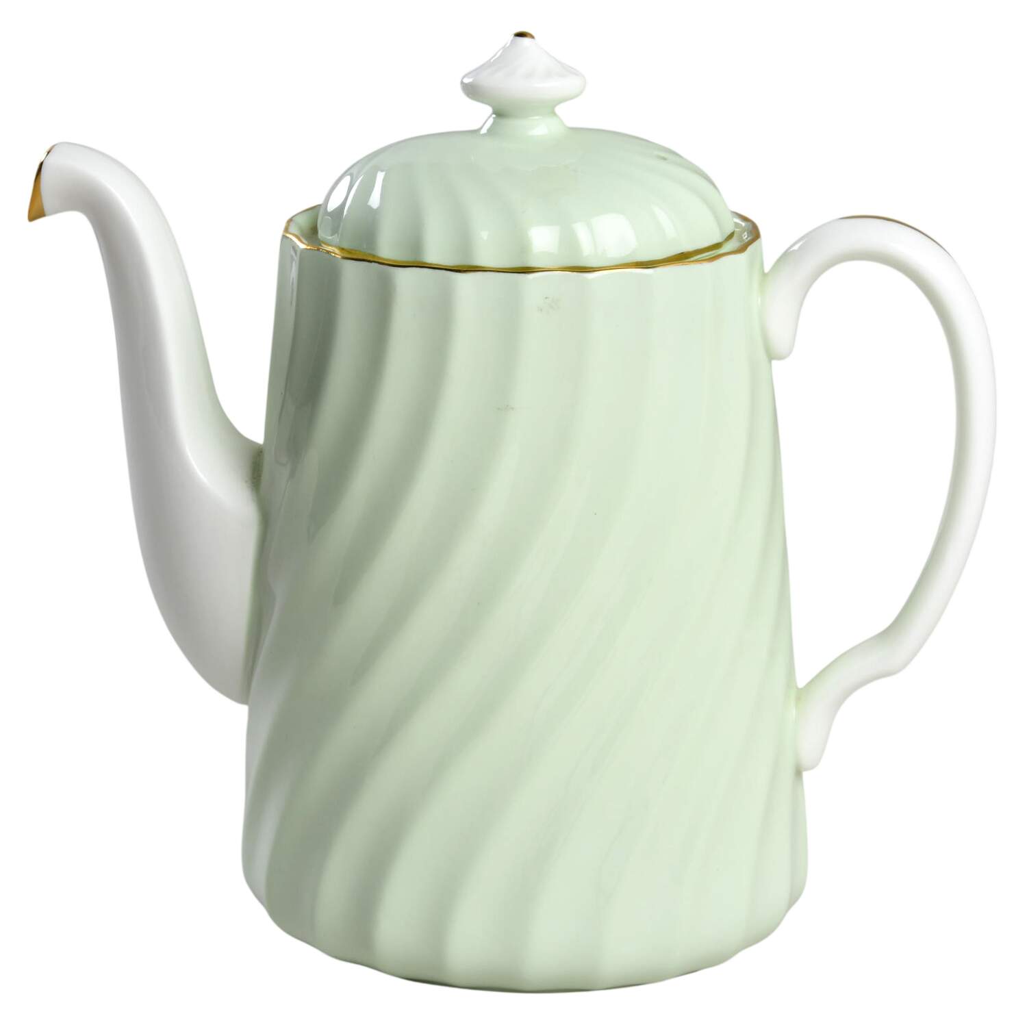 Shell Green and Gold Coffee Pot & Lid by Minton-1