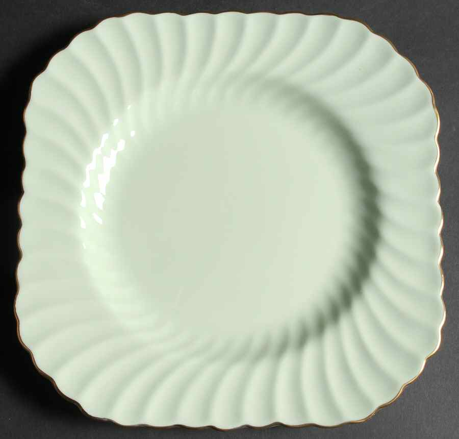 Shell Green and Gold Square Luncheon Plate by Minton-1