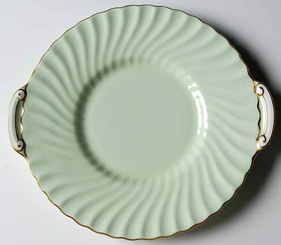 Shell Green and Gold Handled Cake Plate by Minton-1