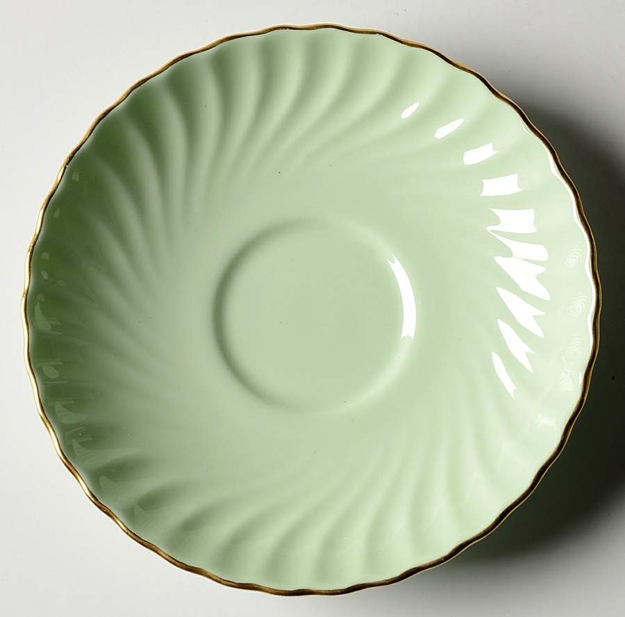 Shell Green and Gold Saucer by Minton-1