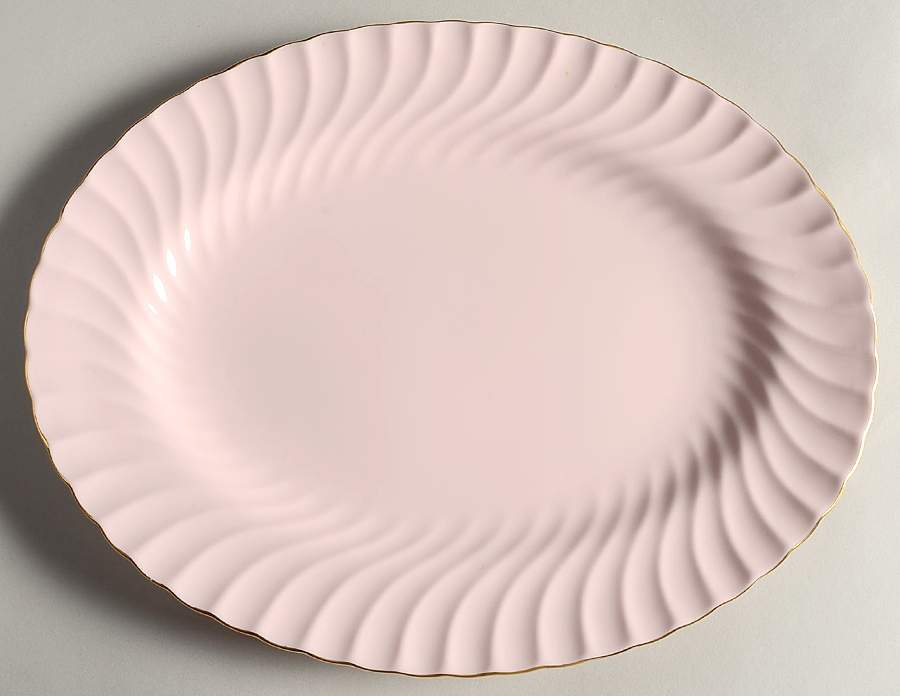 Shell Pink and Gold 15" Oval Serving Platter by Minton-1