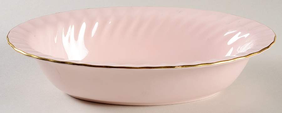 Shell Pink and Gold 10" Oval Vegetable Bowl by Minton-1