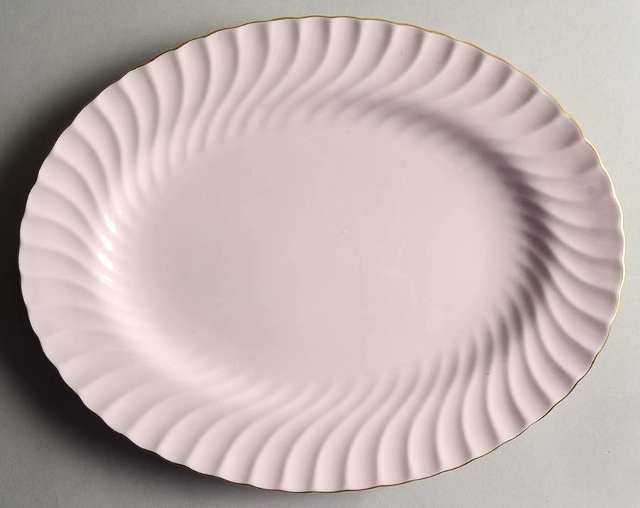 Shell Pink and Gold 12" Oval Serving Platter by Minton-1