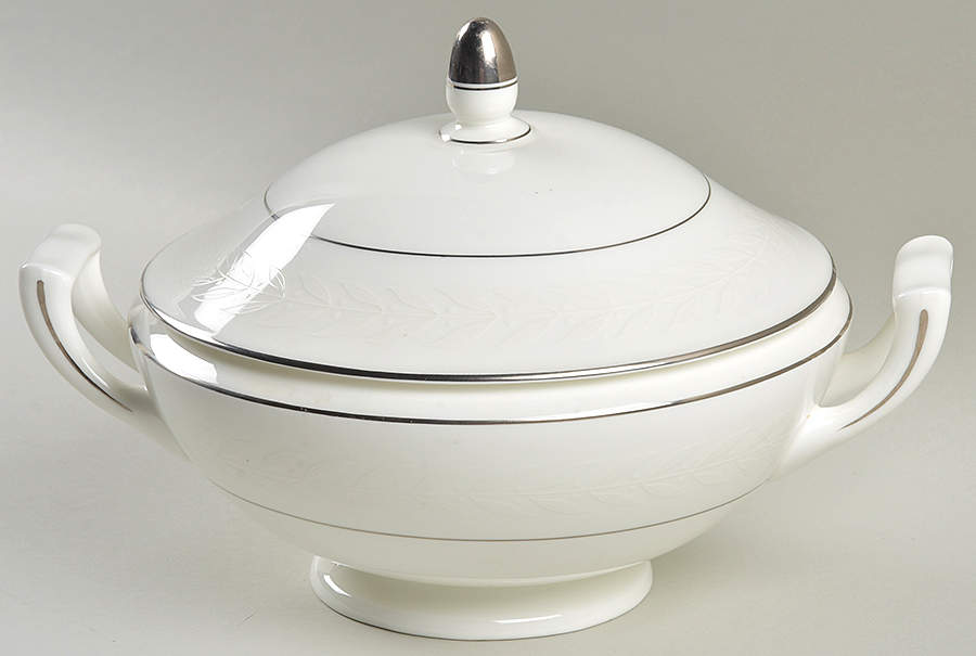 Silver Laurel Round Covered Vegetable by Minton-1