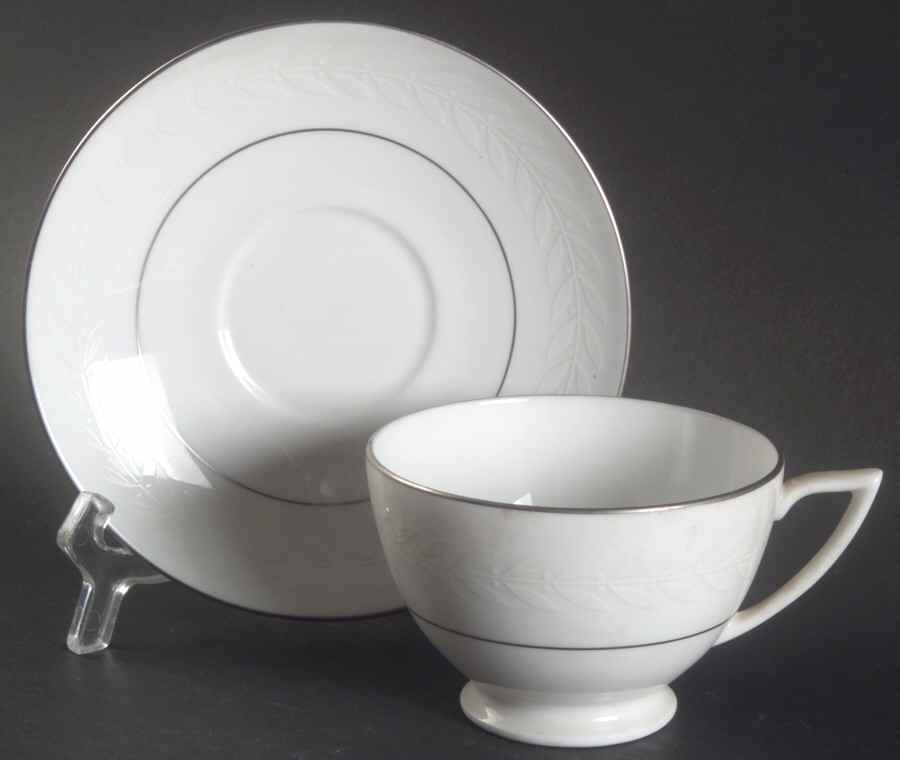 Silver Laurel Footed Cup & Saucer Set by Minton-1
