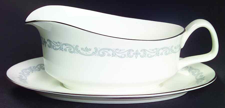 Silver Scroll Gravy Boat & Underplate by Minton-1