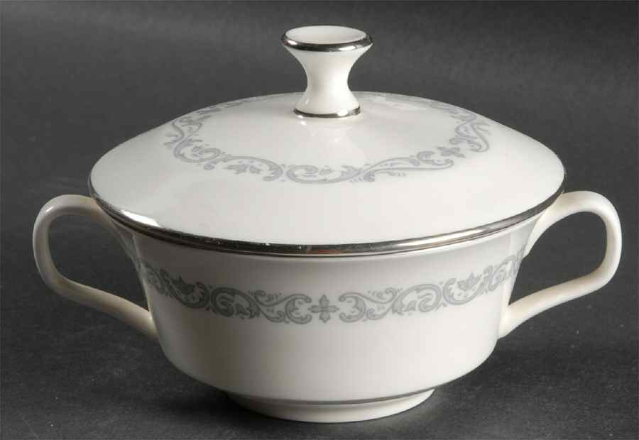 Silver Scroll Sugar Bowl & Lid by Minton-1