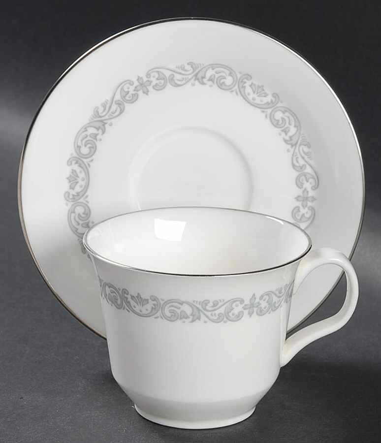 Silver Scroll Flat Demitasse Cup & Saucer Set by Minton-1