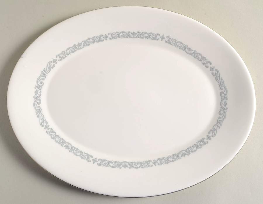 Silver Scroll 12" Oval Serving Platter by Minton-1