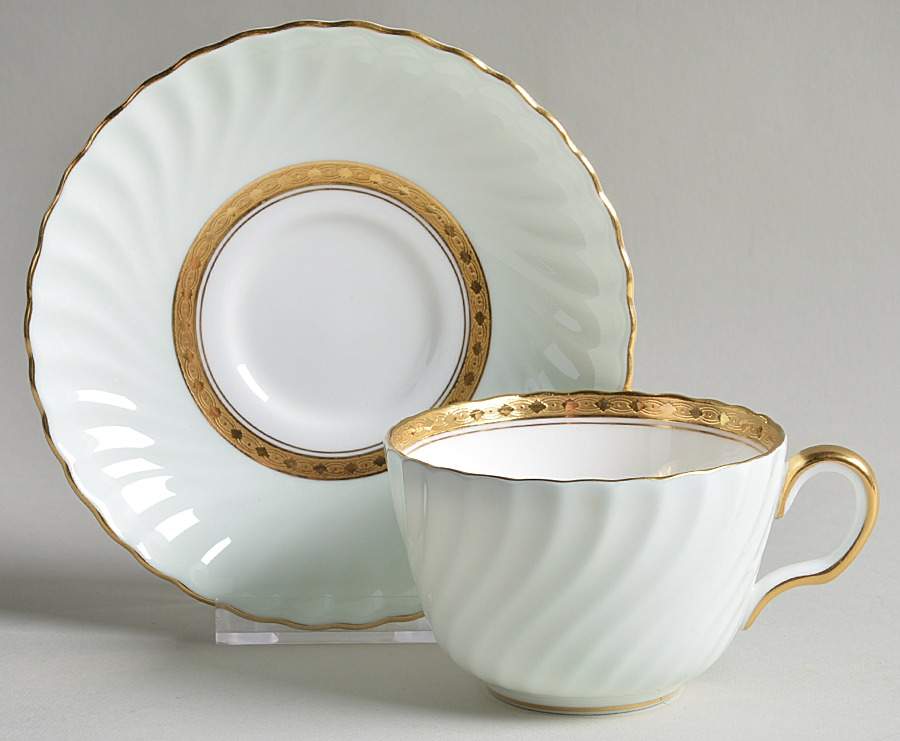 Somerset Green Flat Cup & Saucer Set by Minton-1