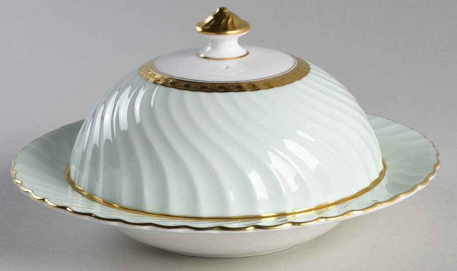 Somerset Green Round Covered Butter by Minton-1