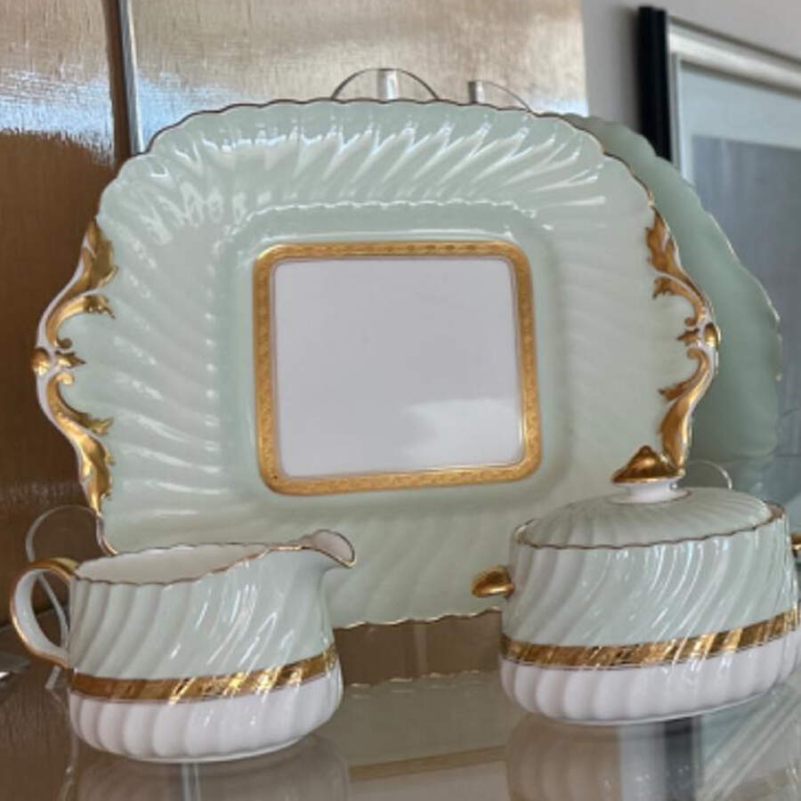 Somerset Green Square Handled Cake Plate by Minton-1